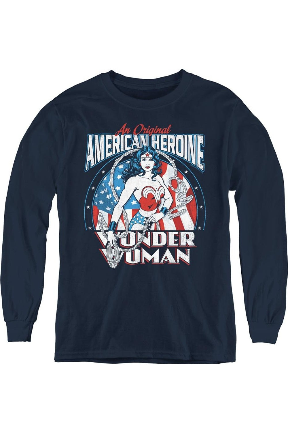 

Футболка с длинным рукавом DC Comics "Американская героиня" Gildan, темно-синий