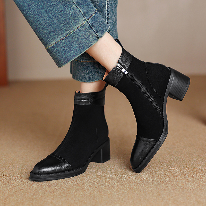 Yeezyy Reezy Черные женские ботинки на каблуке 5,5 см, цвет Black — фото 3