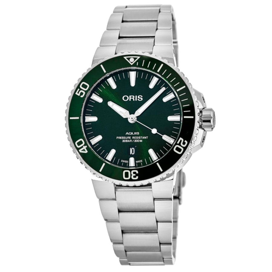 

Мужские часы Oris Aquis Date с зеленым циферблатом из нержавеющей стали 01 733 7732 4157-07 8 21 05PEB