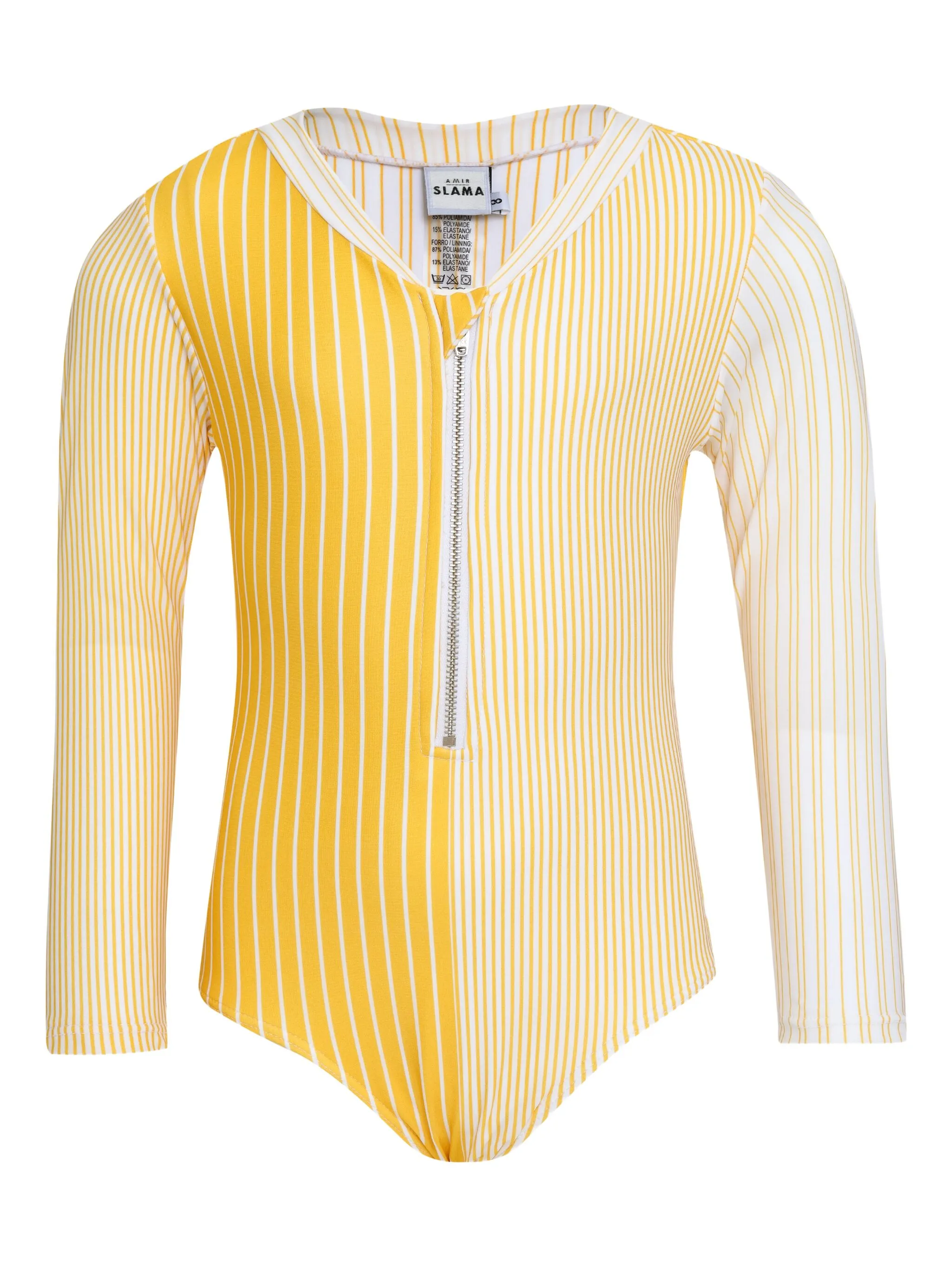 

Полосатый купальник с длинными рукавами Amir Slama, желтый