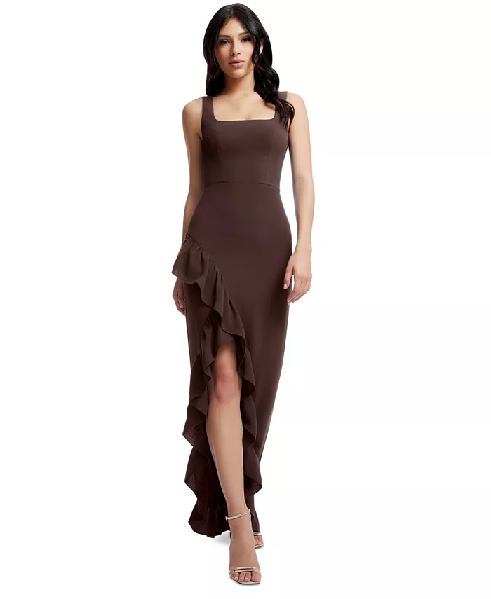 

Женское платье Charlene с рюшами и асимметричным подолом Dress the Population, коричневый