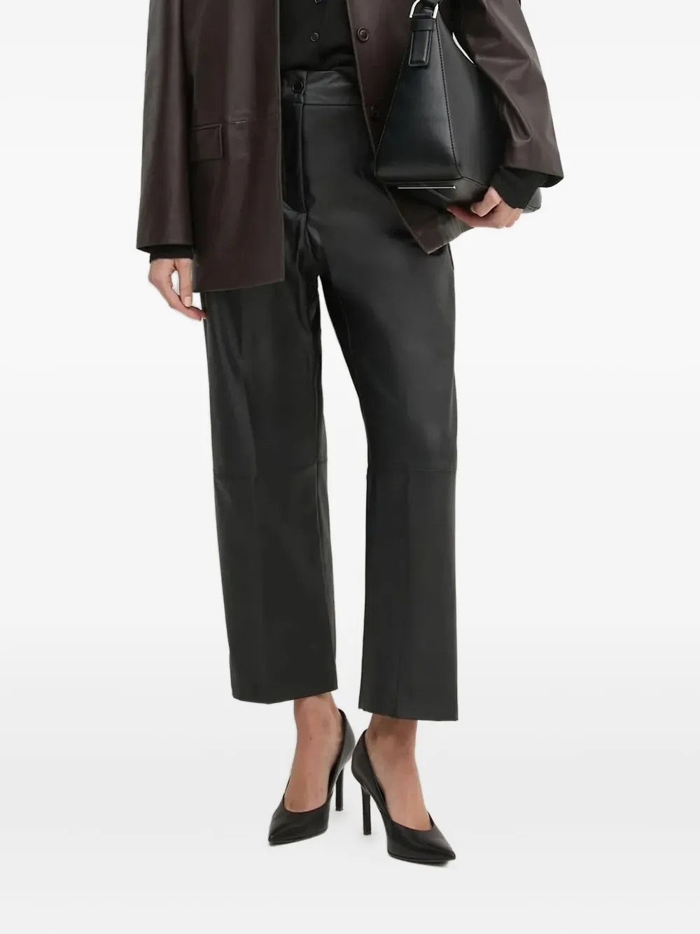 

Брюки из искусственной кожи Sandro Ferrone, черный