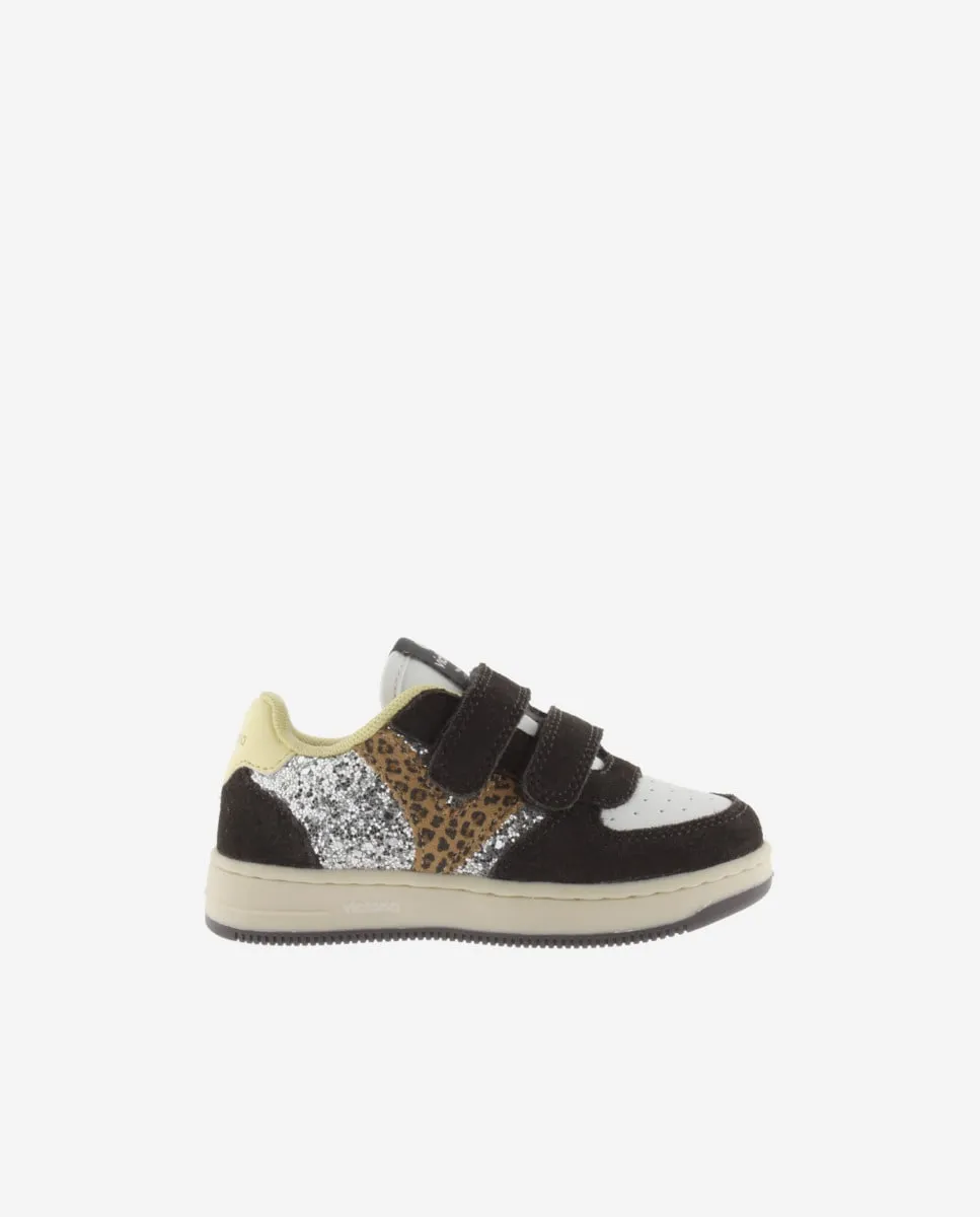 

Детские спортивные кроссовки с декоративными элементами и из замши с застежками-липучками Victoria, темно-серый