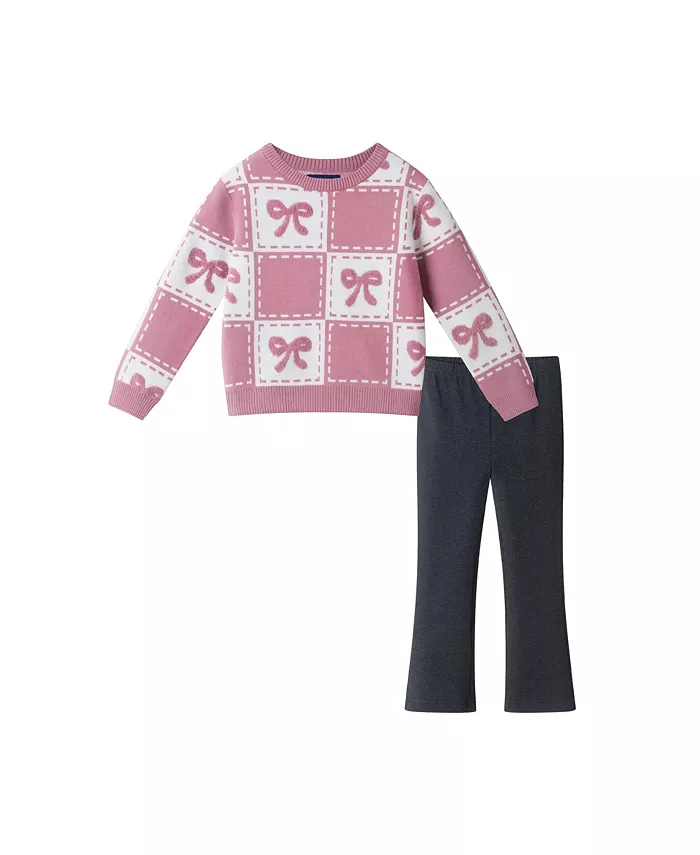 

Свитер с бантом и шениллом для малышей/девочек, комплект с джеггинсами Andy & Evan, розовый