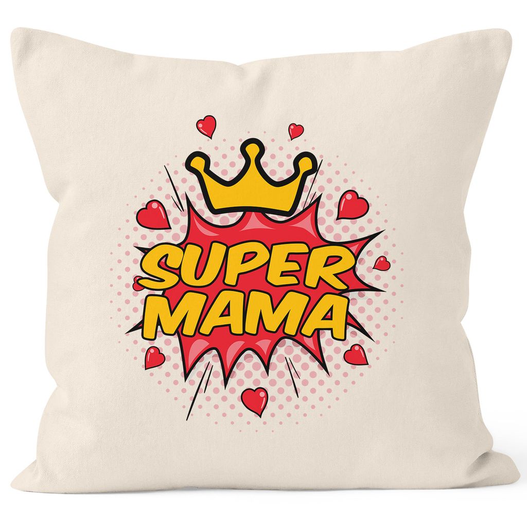 

Чехол на подушку Super Mama, подарок на День матери, декоративная подушка, 40x40, хлопок MoonWorks, натуральный, унисейз