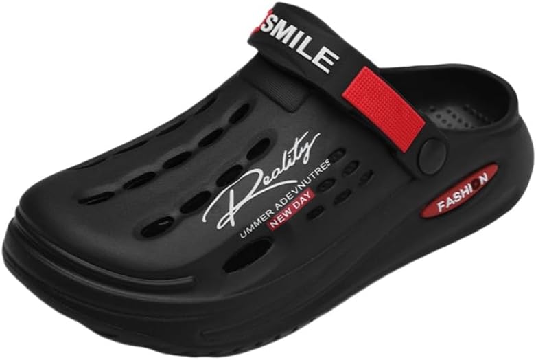 

Мужские дышащие сабо без застежек - подошва против скольжения, толстая платформа, удобные летние сандалии для активного отдыха на улице и в саду Clolinde, черный