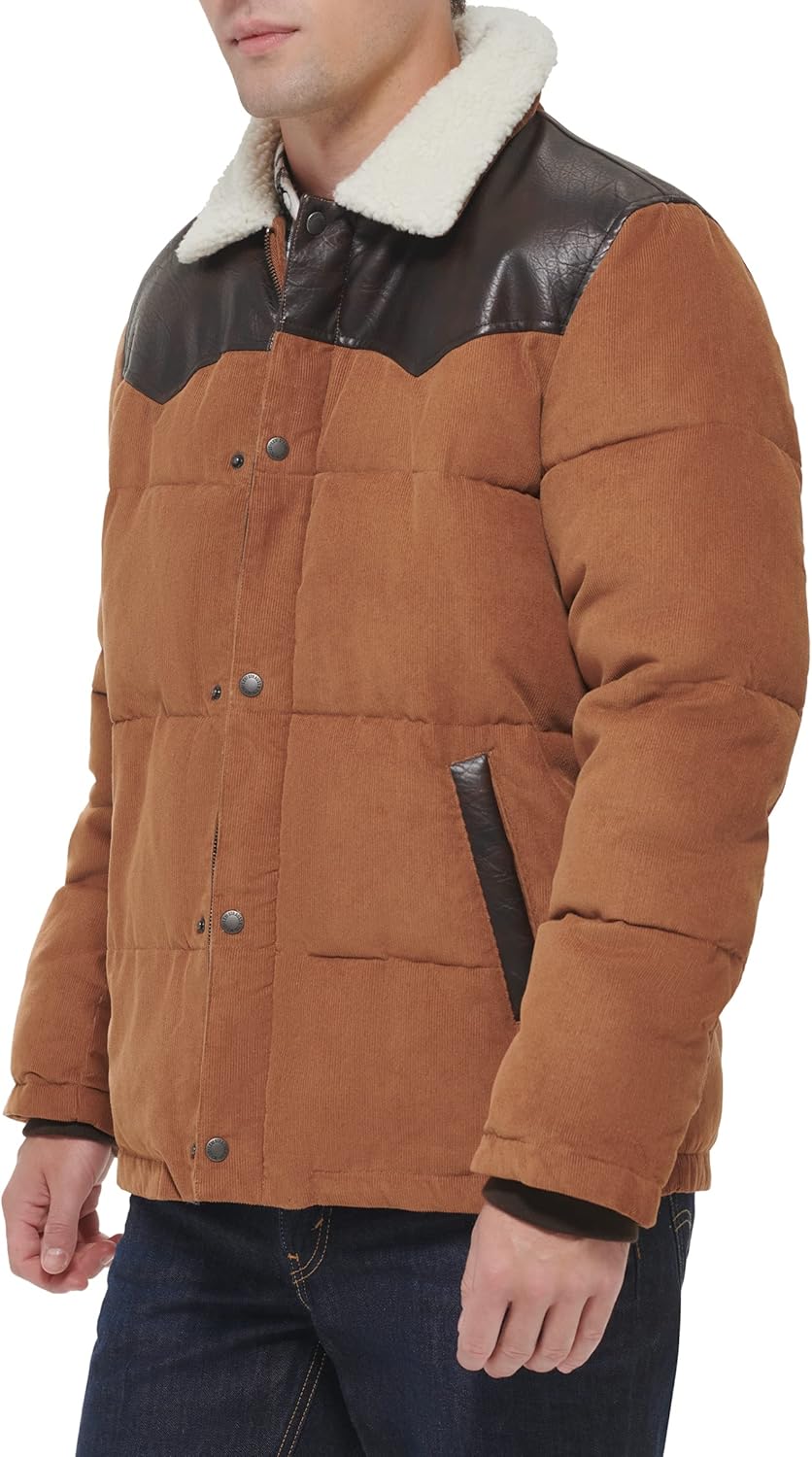 Мужская стеганая куртка Levi's Out West из смешанной ткани, Worker Brown Puffer — фото 4