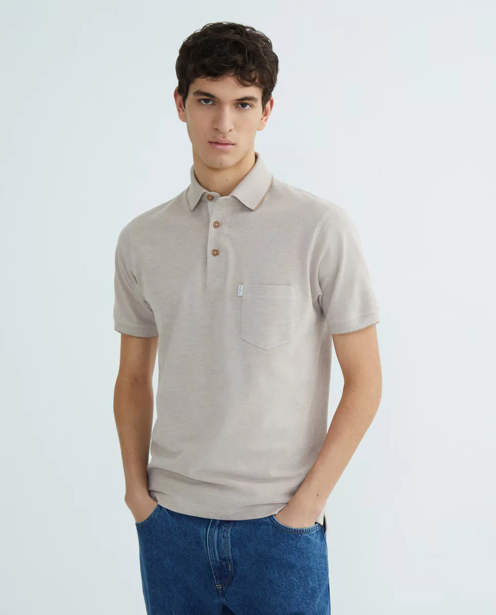 

Мужская поло с коротким рукавом из пике с карманом Mirto, бежевый