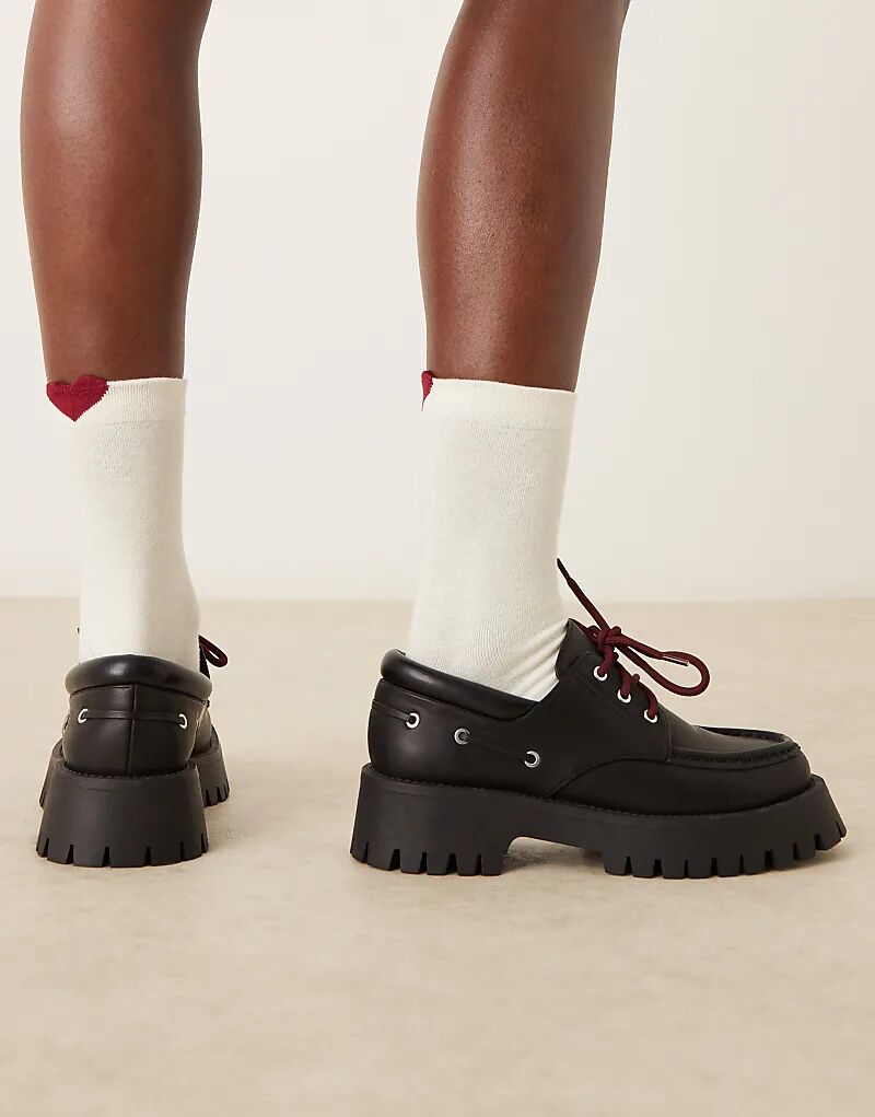 Туфли-лодочки Monsoon на массивной шнуровке ASOS DESIGN черного цвета — фото 3