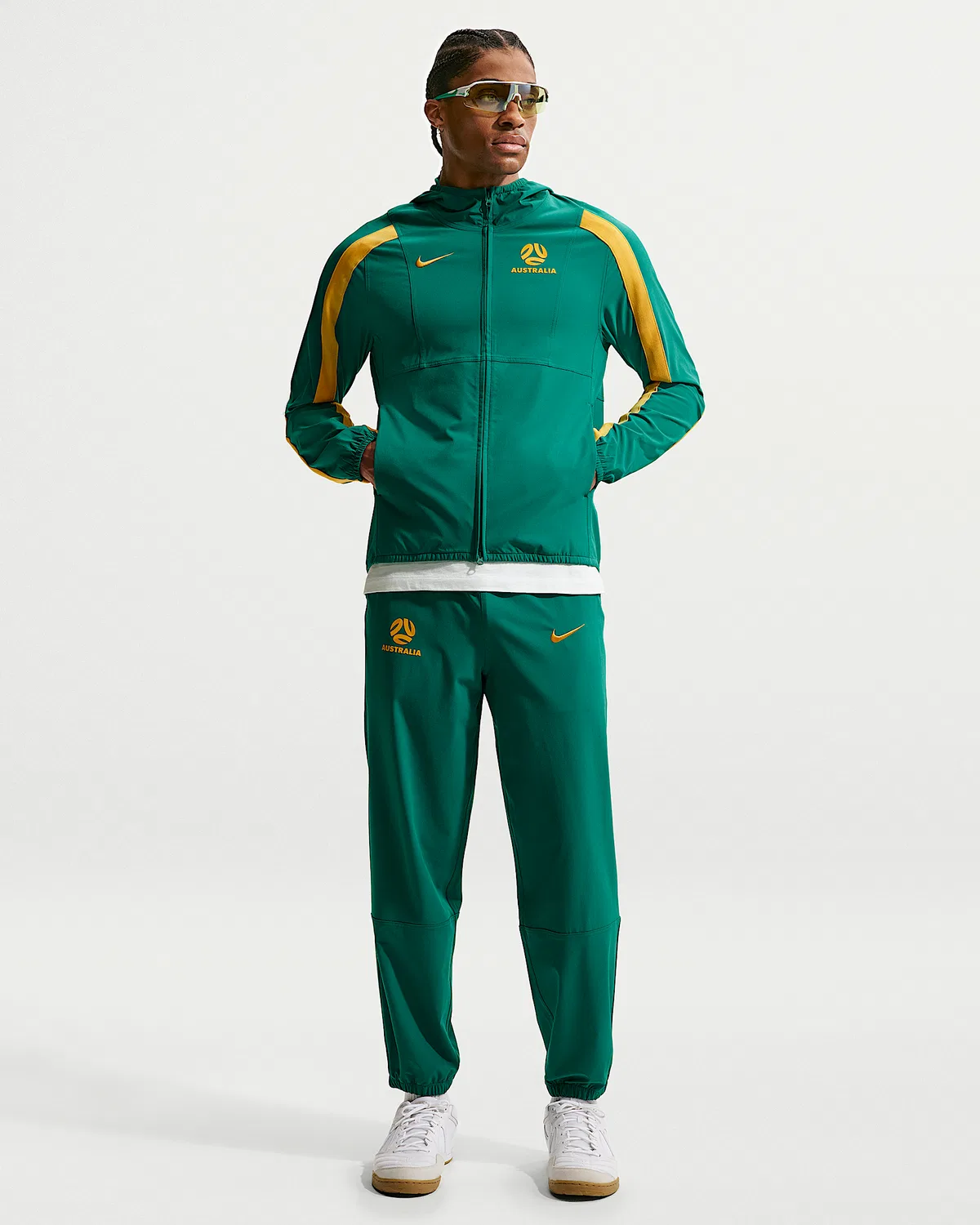 Мужская куртка Nike Dri-FIT Soccer Woven Jacket Australia Energy, Mystic Green/Sport Gold — фото 4