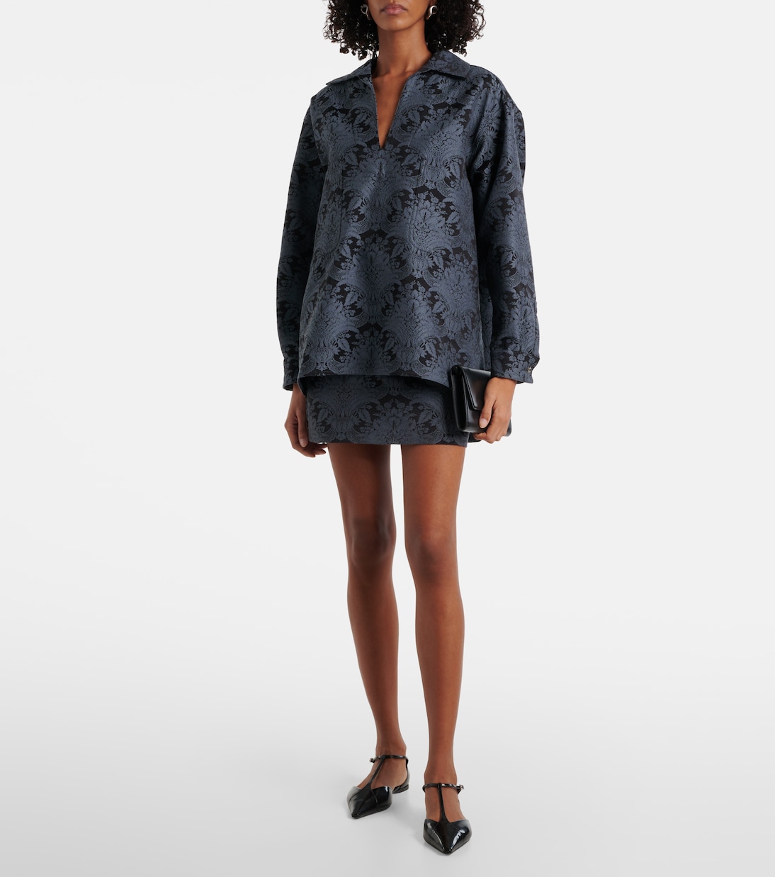 Мини-юбка из шерстяной жаккардовой ткани Pomezia Max Mara, Acquamarina — фото 2