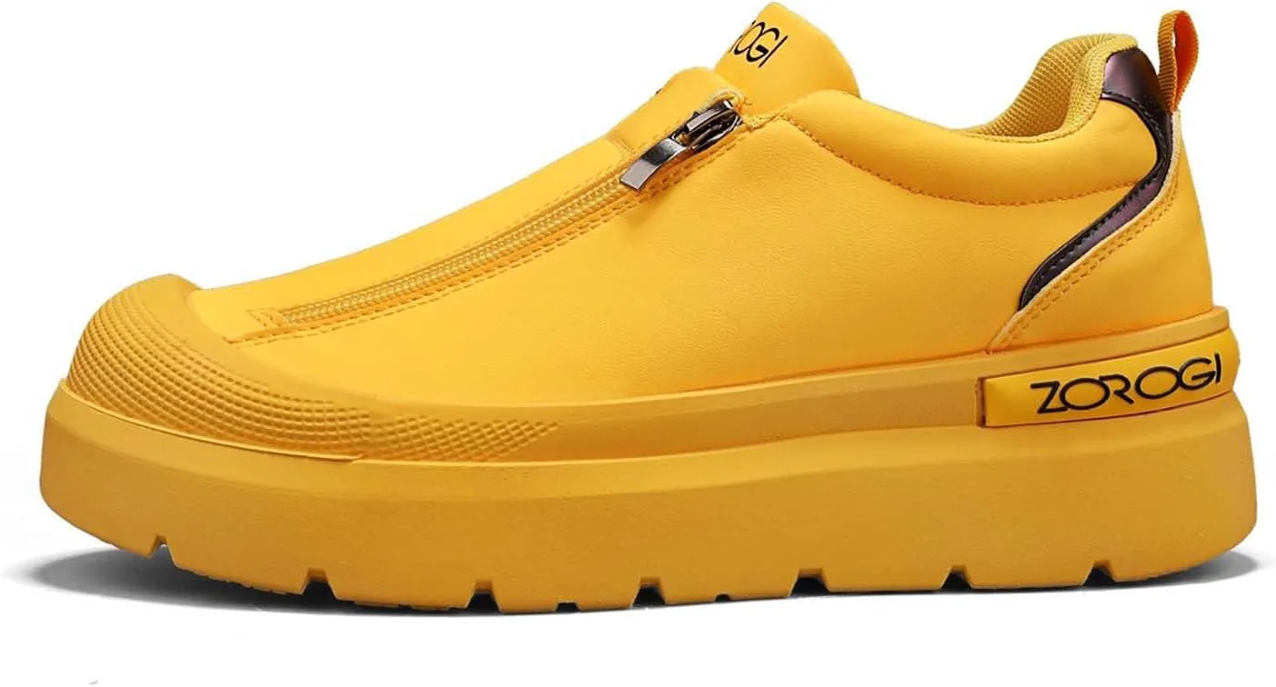 Men's Double Zipper Baotou Fashionable Sports Simple Leisure Low Cut Waterproof Board Kitchen Shoes Generic, желтый