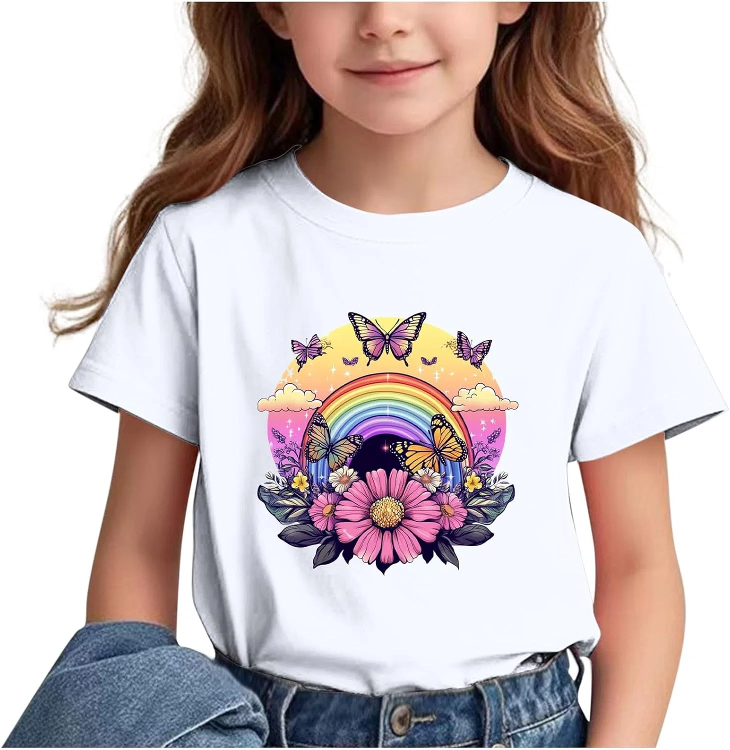 Футболка с бабочкой Rainbow Butterfly, Zzalalana, белый