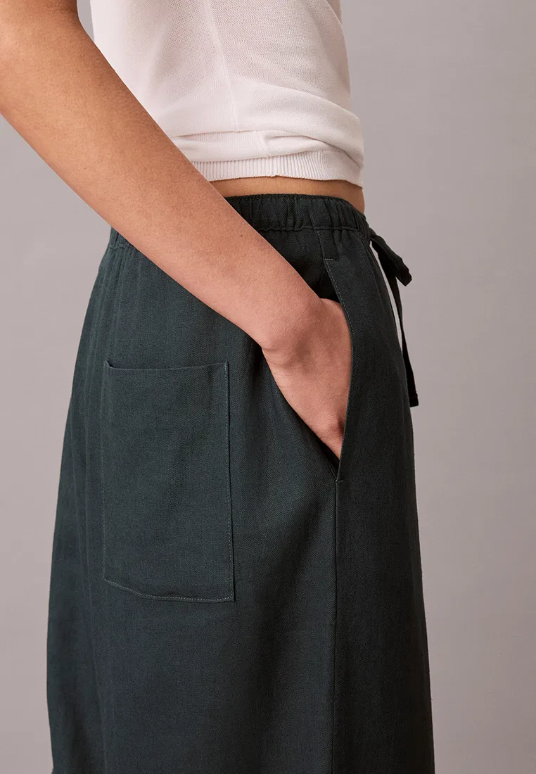 Брюки широкие, льняная смесь, Calvin Klein Jeans — фото 3