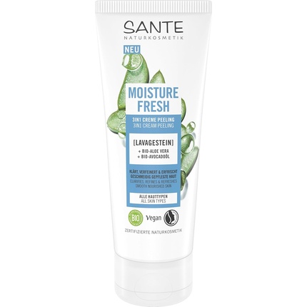 

Крем-пилинг Moisture Fresh 3-в-1 с лавовым камнем и органическим алоэ Sante Naturkosmetik