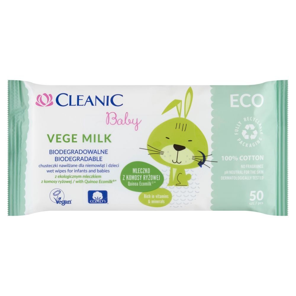 

Влажные салфетки Cleanic Baby Vege Milk, 50 шт