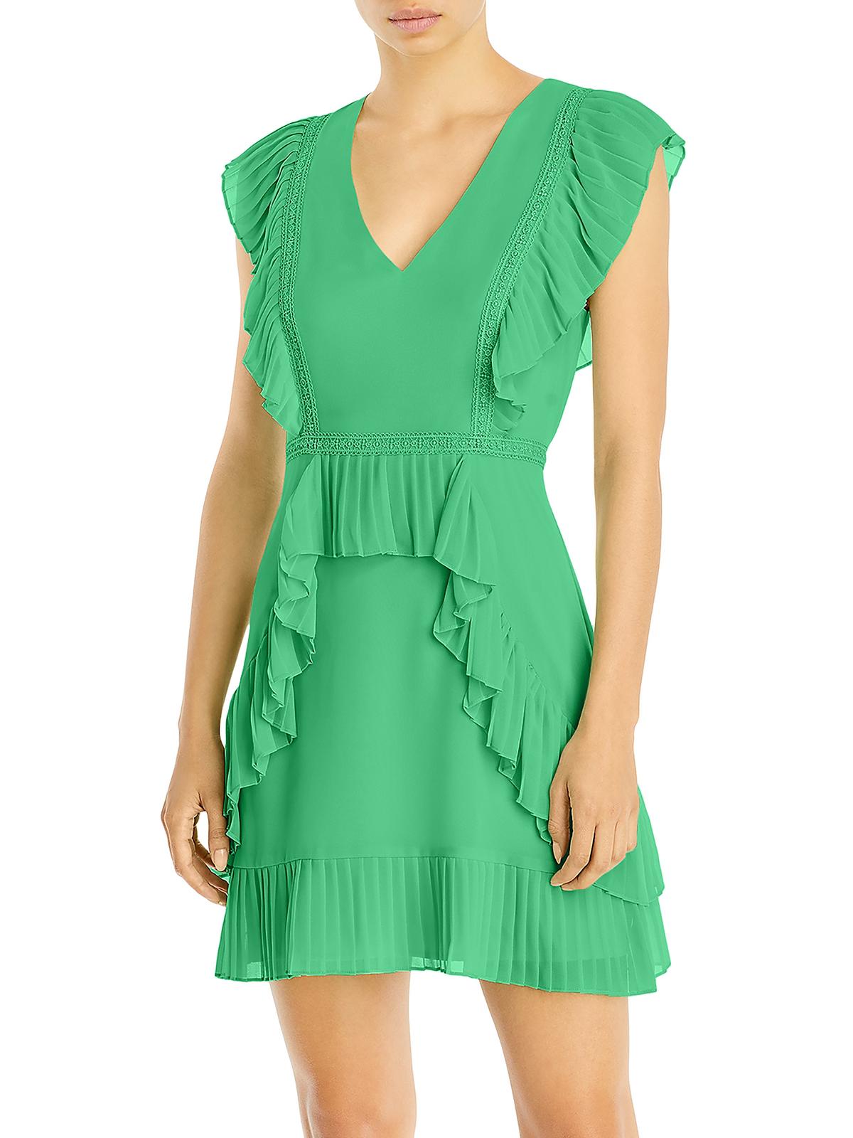 

Женское мини-платье с оборками и воланами BCBGMAXAZRIA, цвет spring green