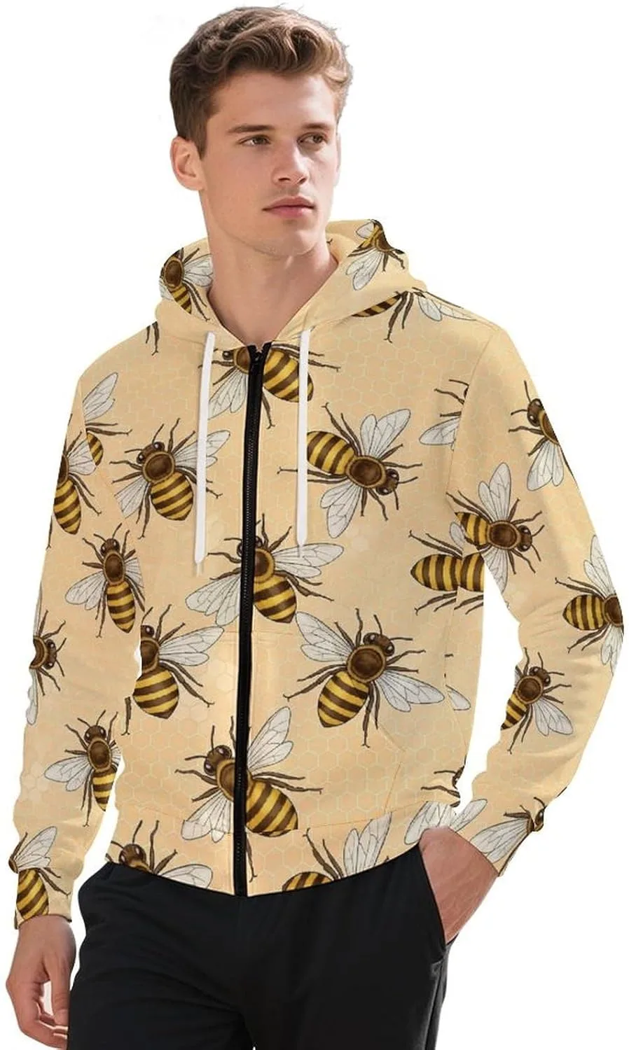 

Толстовка с капюшоном Lemur Leaves Fruits, молния, карман GemGam