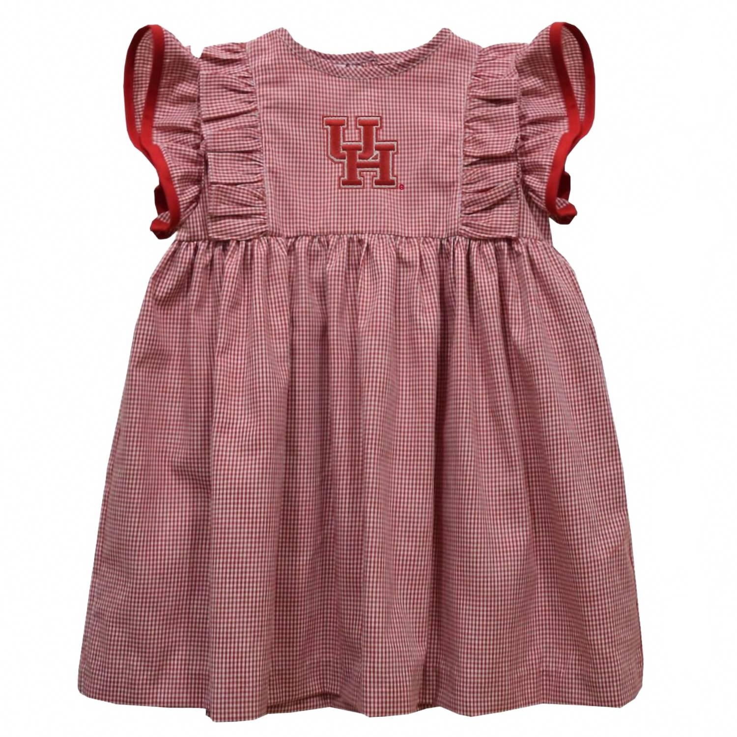 

Платье для девочек из Хьюстонского университета в клетку с оборками в красном цвете Vive La Fete, красный