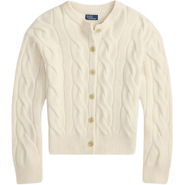 Кардиган с кабельной вязкой и круглым вырезом Polo Ralph Lauren, айвори