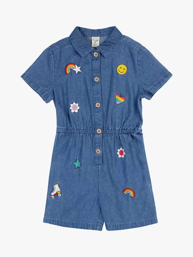 Детский джинсовый комбинезон Imogen, джинсовый/разноцветный Frugi