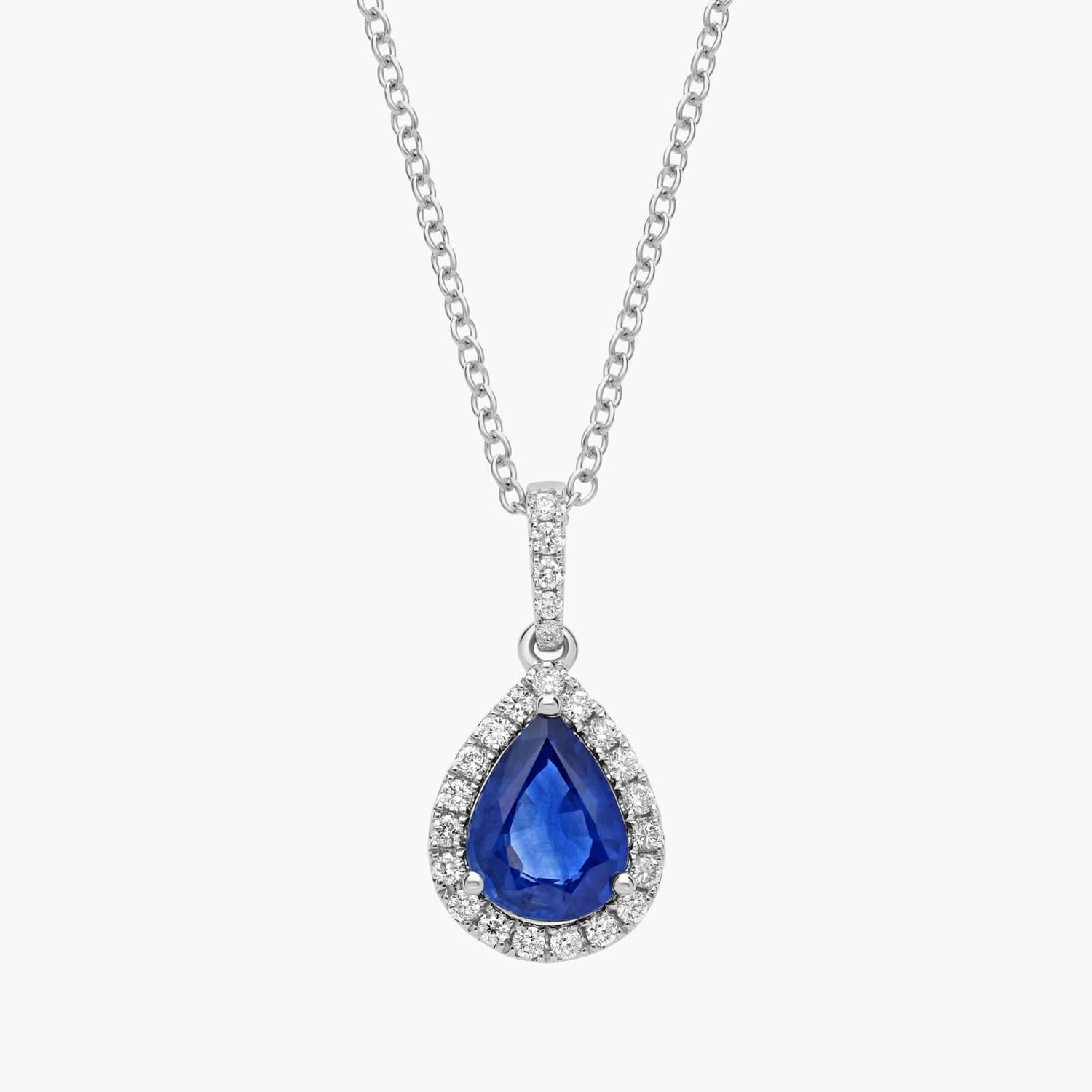 

Подвеска Halo Drop с сапфиром в форме груши из 14-каратного белого золота (8x6 мм) Blue Nile