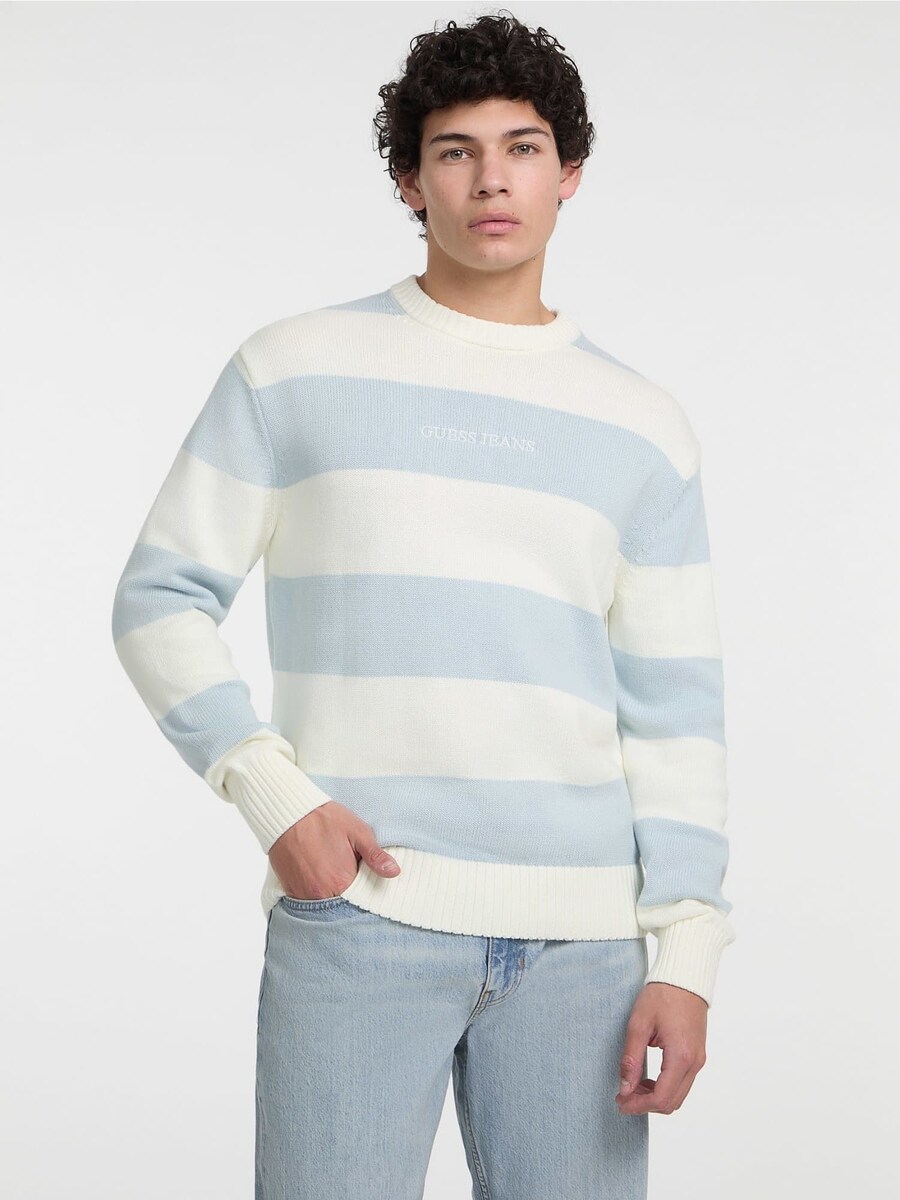 

Свитер GUESS, цвет Sky blue/Wool white