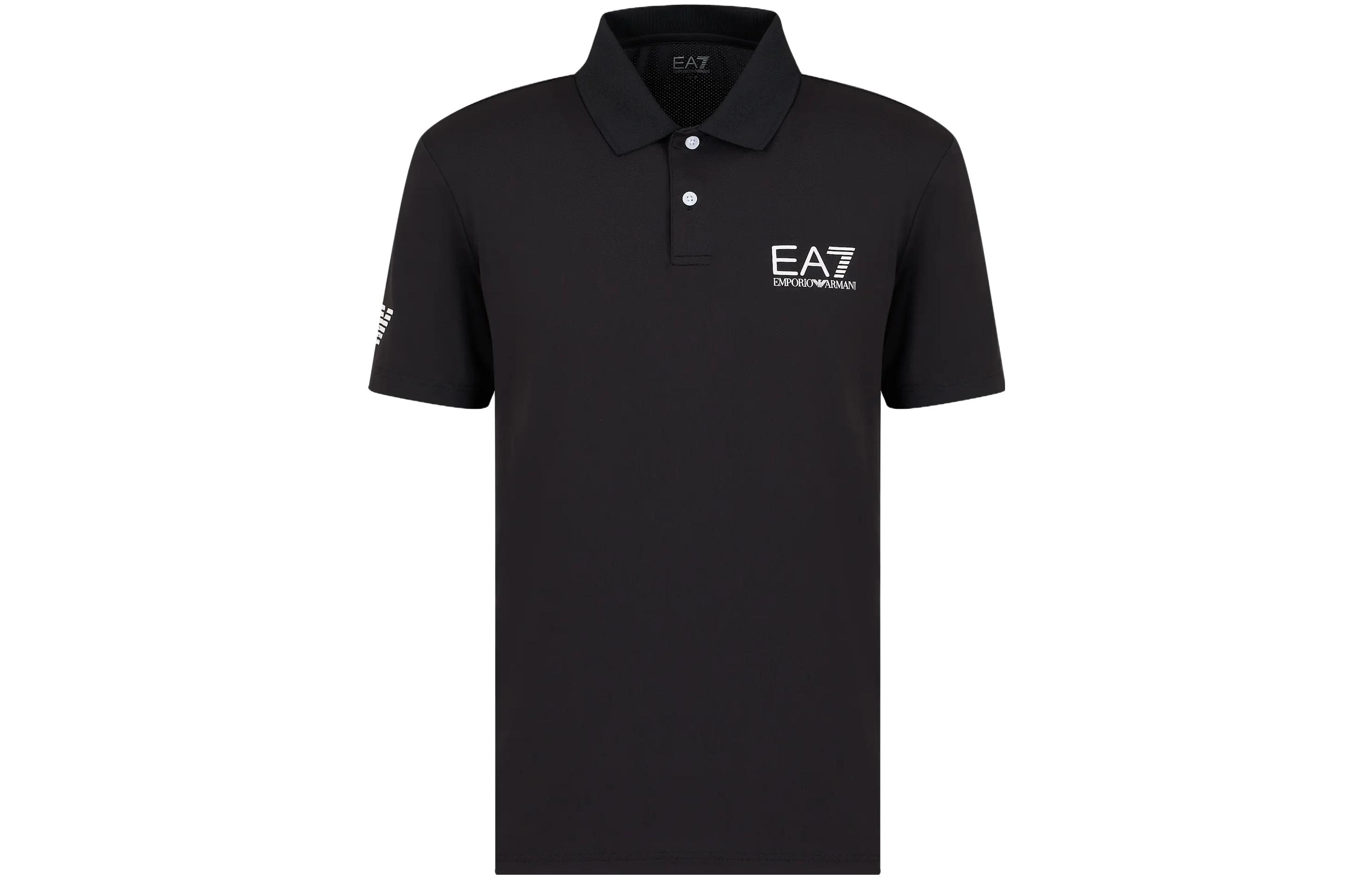 

Поло с принтом логотипа Ea7 EMPORIO ARMANI, черный