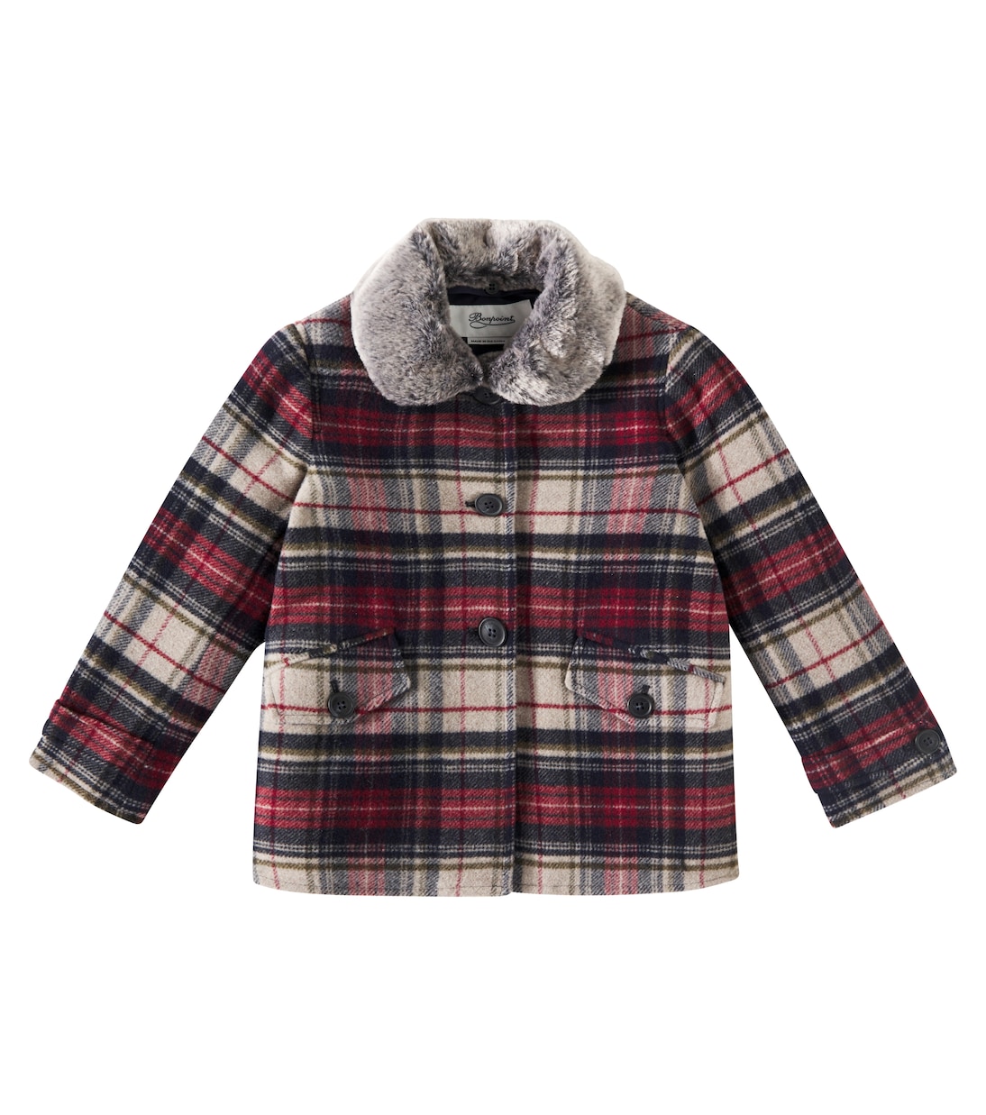 

Клетчатое твидовое пальто Gigliola из смесовой шерсти Bonpoint, Marine