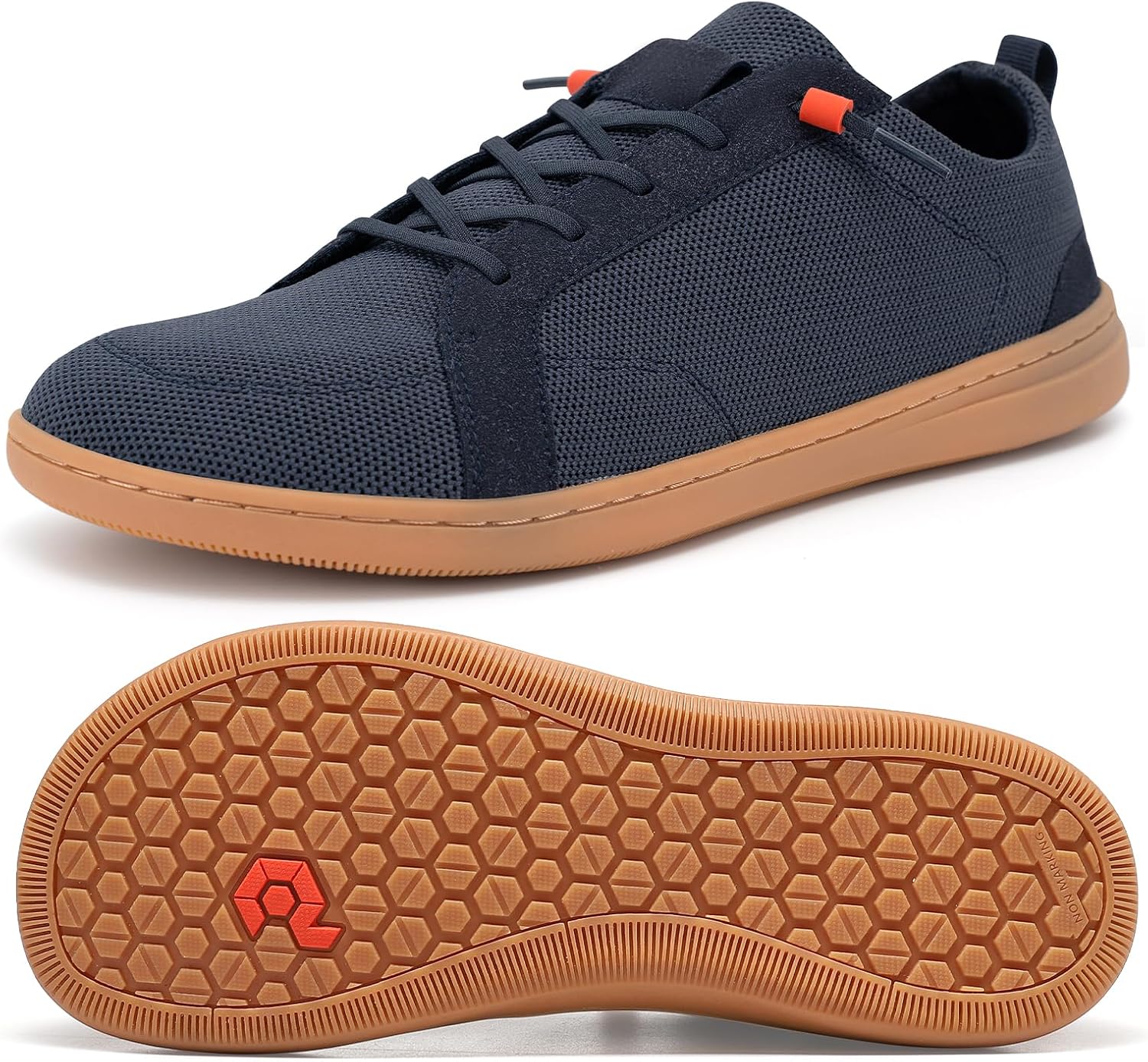 

Мужские босоногообразные туфли с широкой носочной частью - минималистичные босоногообразные туфли с подошвой без подъема, сверхширокие слипоны для ходьбы для мужчин Pulltop, темно-синий