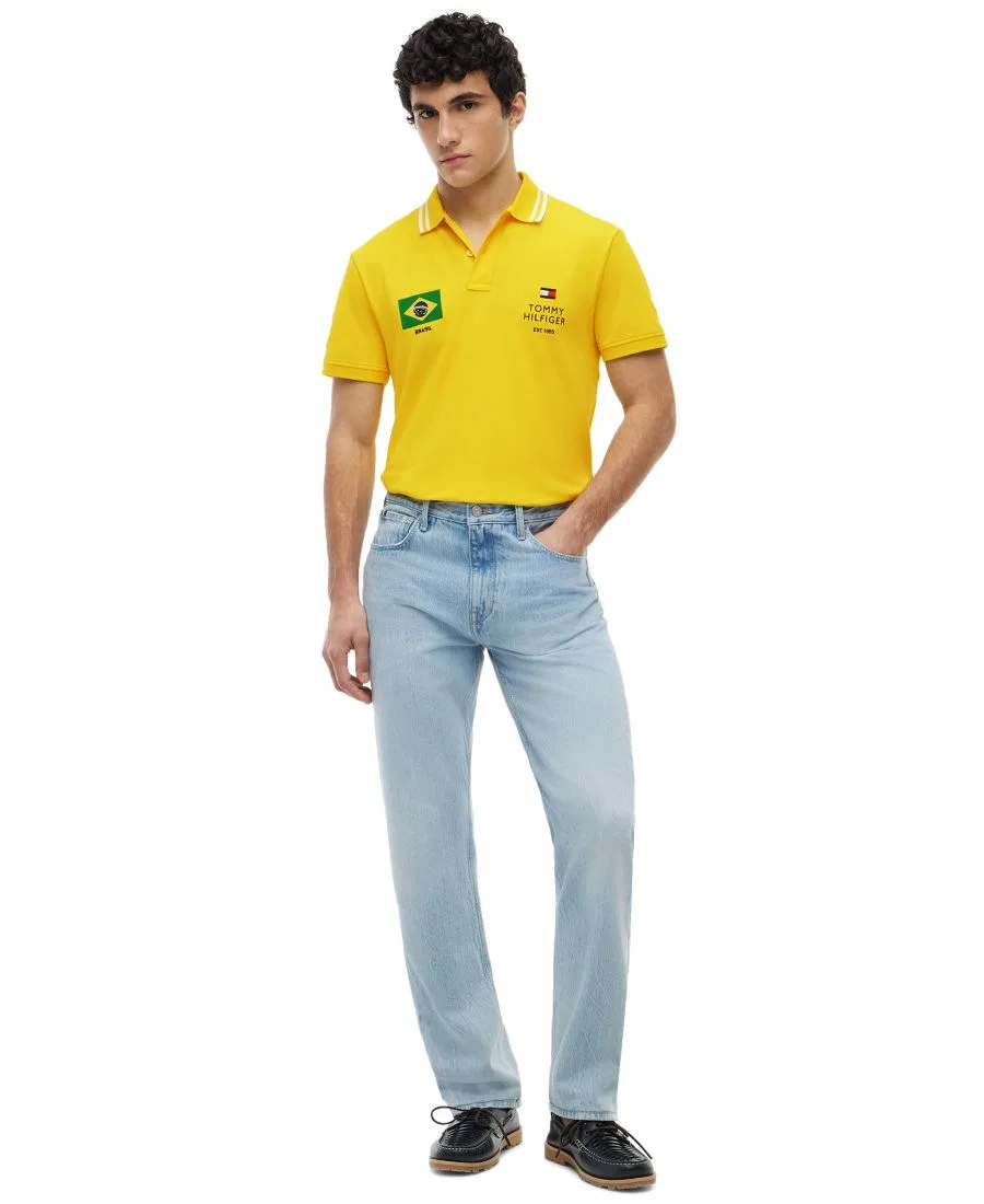 Мужская стандартная поло Country Brazil, стандартный крой Tommy Hilfiger, Vivid Yellow — фото 2
