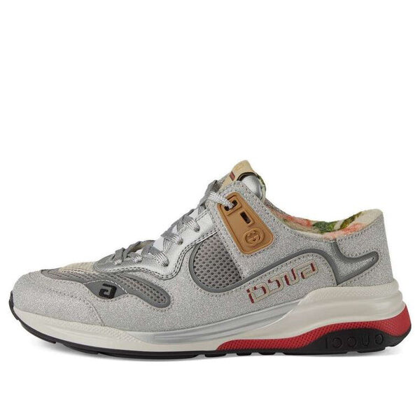 Кроссовки ultrapace 'silver red' Gucci, серебряный