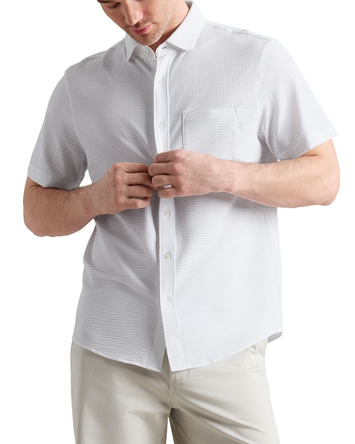 

Комфортная рубашка с коротким рукавом Regular Fit из ткани в полоску Commuter Seersucker Rhone, белый