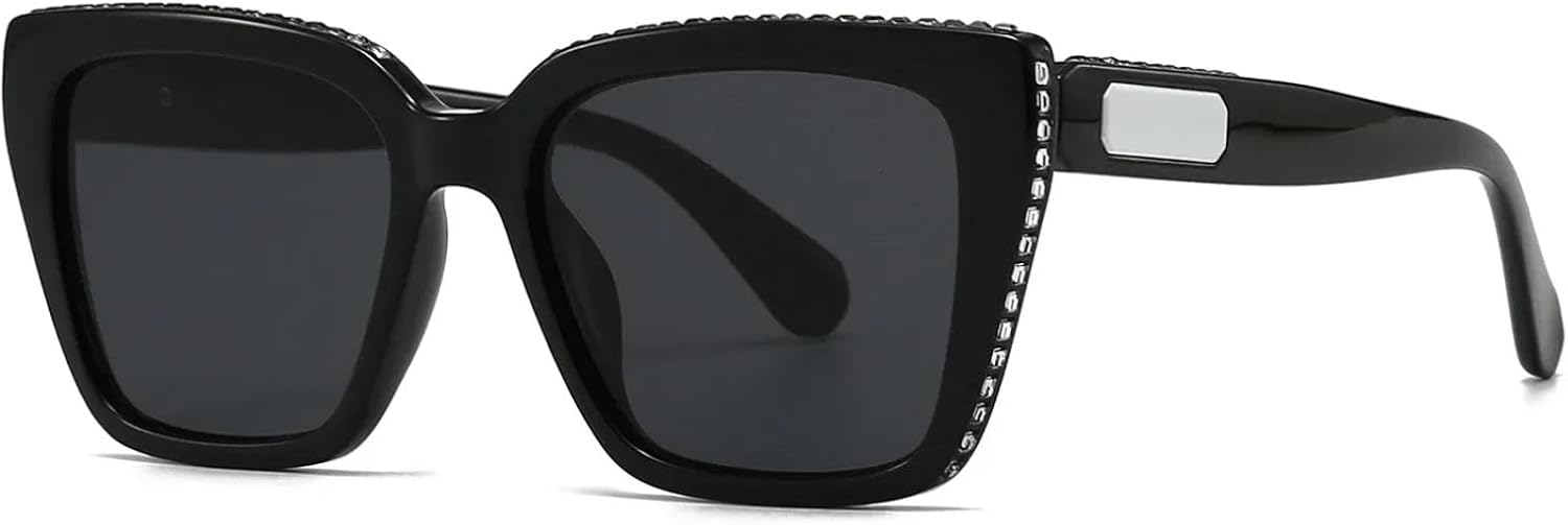 

Роскошные солнцезащитные очки с бриллиантами для женщин и мужчин, модные винтажные солнцезащитные очки в стиле стимпанк с защитой от УФ-излучения UV400 TKKTLLT, Black Black