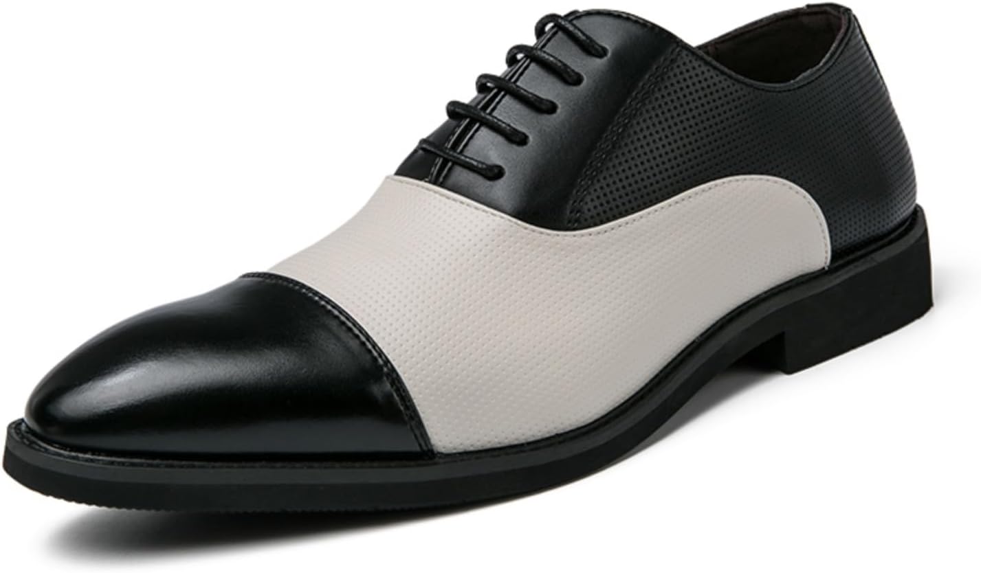 

Мужские туфли-оксфорды из двухцветной кожи с лоскутной отделкой, классические броги с шнуровкой, низкие с закрытым носком, для работы в офисе, прогулок, свадьбы и вечеринок, удобные, легкие, с нескользящей подошвой, формальные дерби Yrzhgdl, чер...