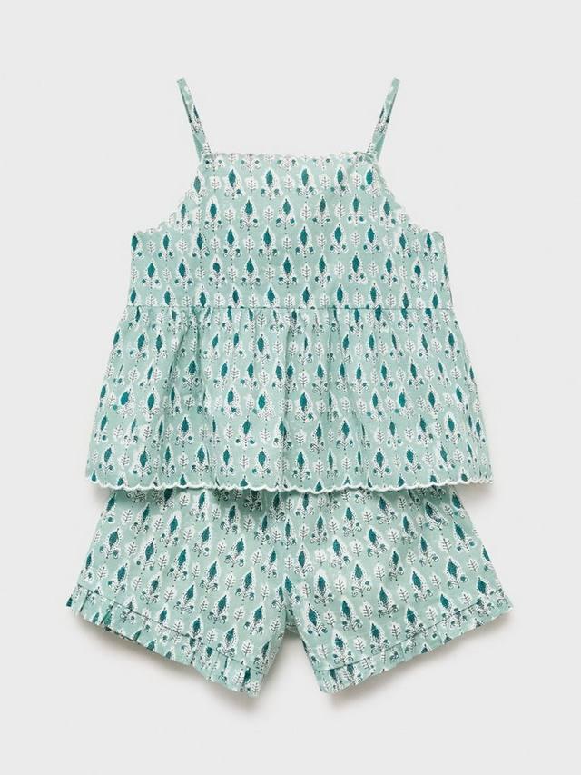 

Детский пижамный комплект Hoja Botanical: топ-ками и шорты Mango, Green