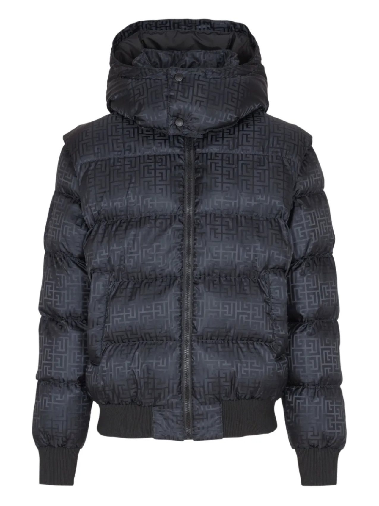 

Balmain жаккардовый пуховик с монограммой, черный