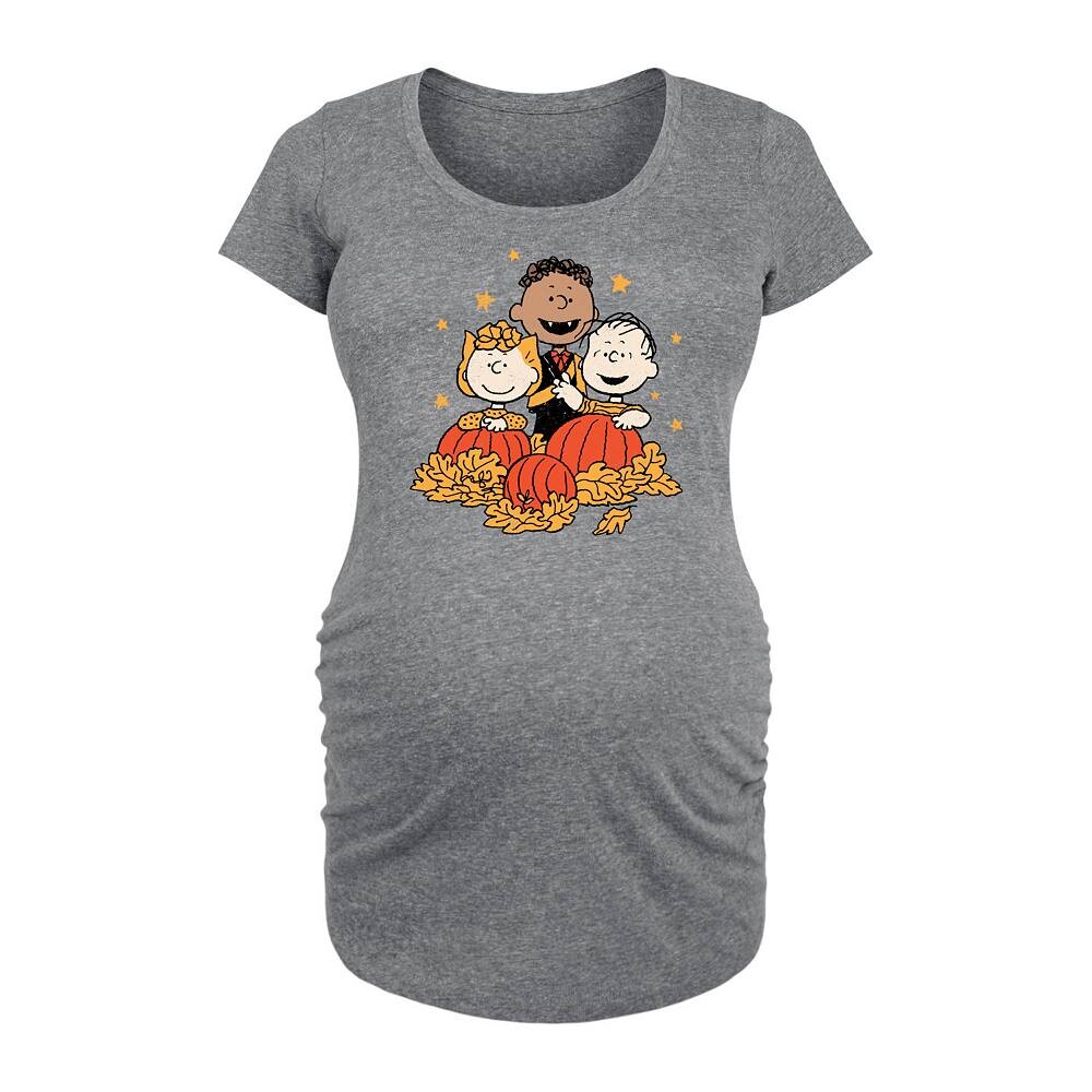 

Футболка с рисунком тыквы и листьев Maternity Peanuts Licensed Character, цвет Heather Gray