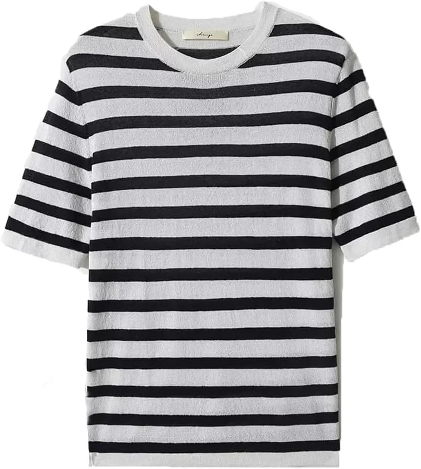 

Женская футболка с коротким рукавом и круглым вырезом, Casual, полоска, Regular Fit