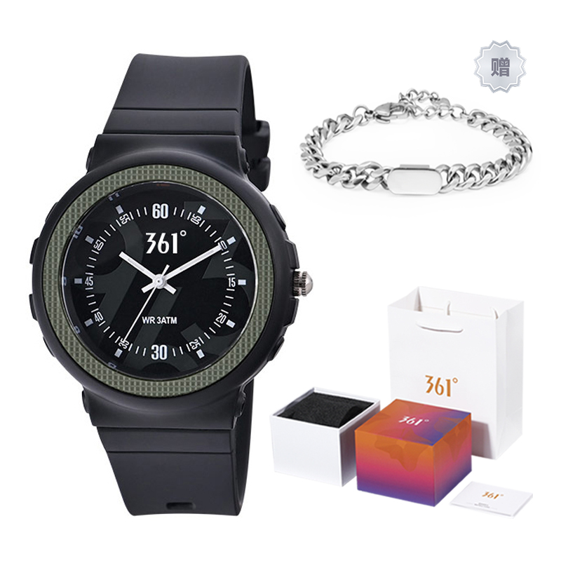 

361° Часы с кварцевым механизмом унисекс, черный циферблат