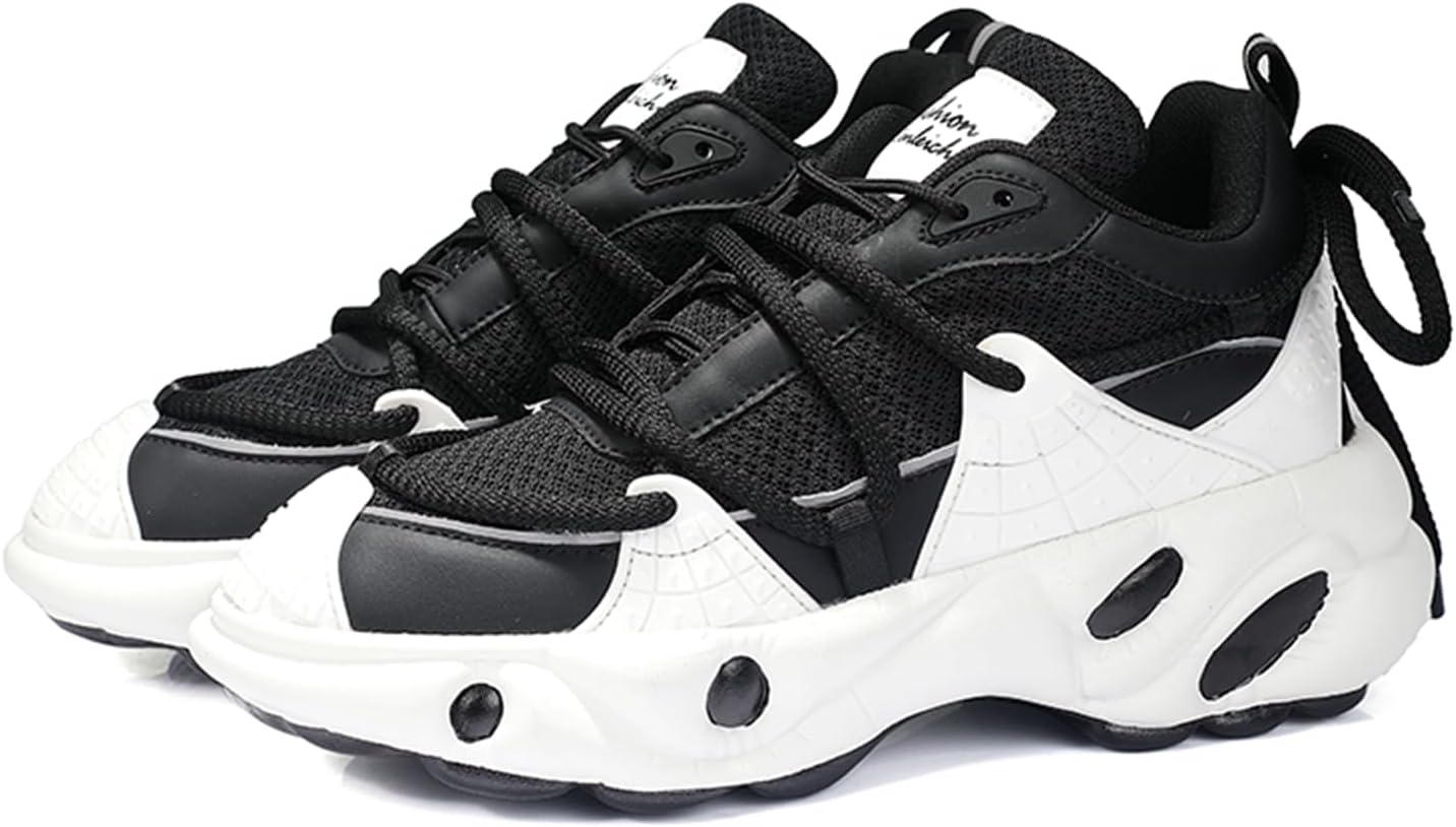 

Мужские винтажные кроссовки Dacnakby, черно-белые, верх из сетки, массивная подошва, спортивные кроссовки с толстой платформой для ходьбы и бега, повседневные спортивные обувь