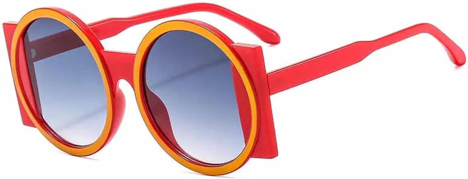 

Модные солнцезащитные очки большого размера круглой формы для женщин, в стиле ретро, ​​роскошные, стильные, для активного отдыха, уличной фотографии, солнцезащитные очки UV400 TKKTLLT, Red Blue