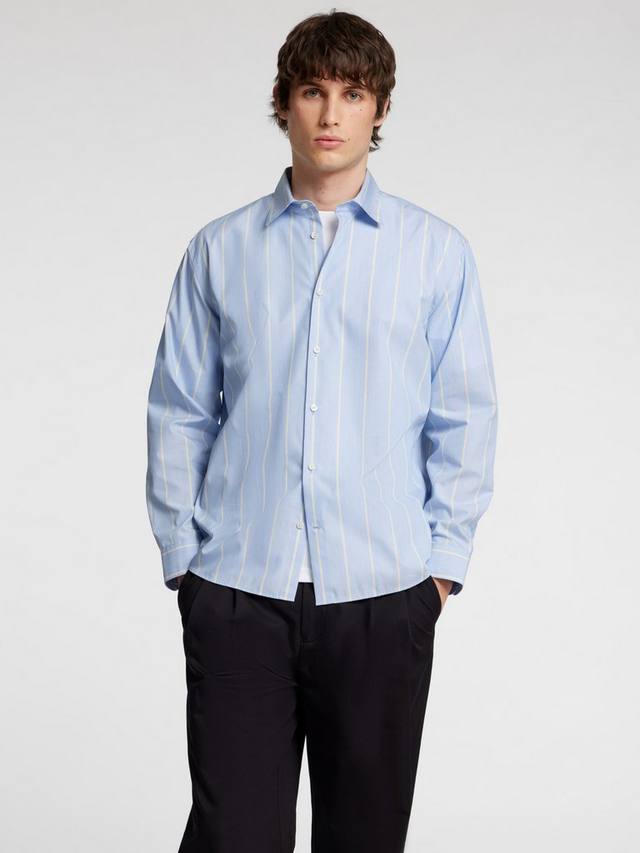 

Хлопковая поплиновая рубашка в полоску Selected, Light Blue Stripes