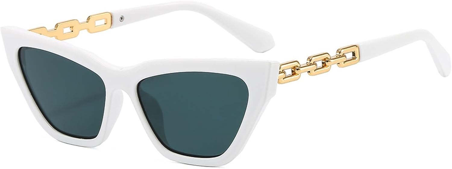 

Солнцезащитные очки «Кошачий глаз» 2026 года для мужчин и женщин, маленькая оправа, металлическая цепочка, модные солнцезащитные очки (Цвет: A, Размер: Средний) MTZJH, D