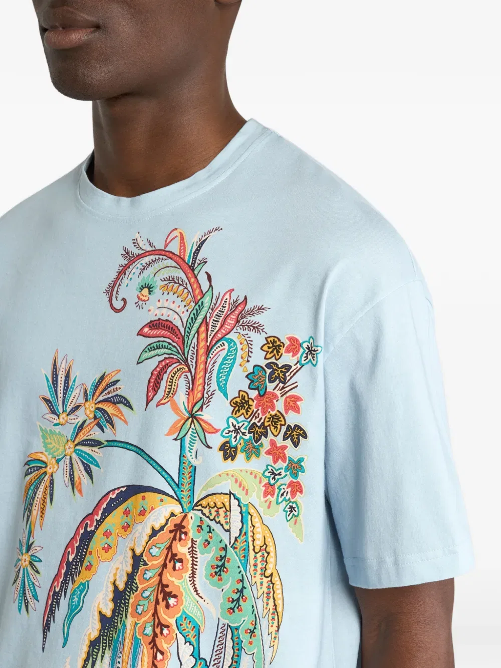 Футболка с вышивкой в виде пальмы Etro, синий — фото 4