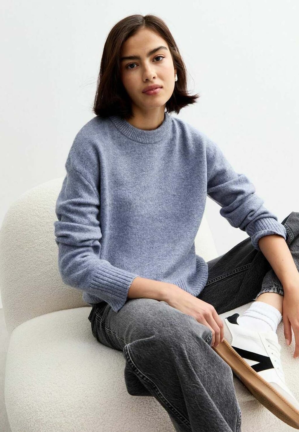 

Вязаный свитер SOFT CREW NECK New Look, синий