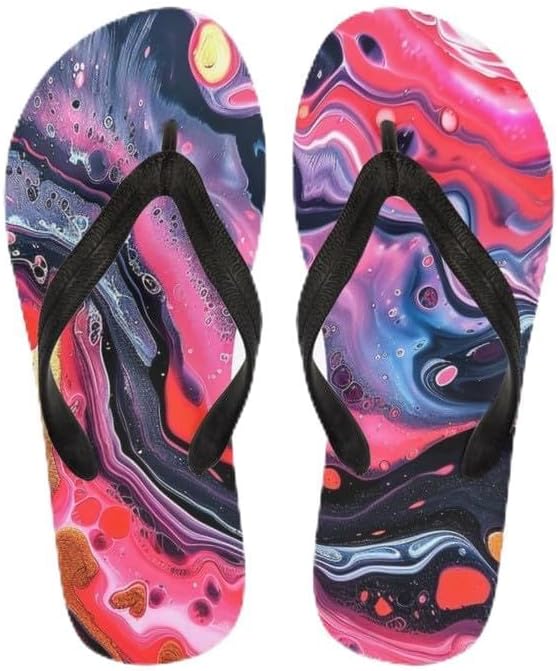 

Женские пляжные шлепанцы Semiouray с морской волной, милые ортопедические шлепанцы с лотосом, легкие плоские сандалии для дома и улицы на лето, Colorful Fluid Painting