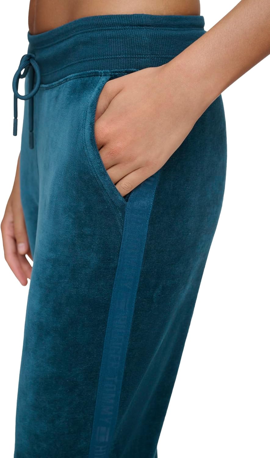 Женские облегающие велюровые брюки-джоггеры Tommy Hilfiger, Oceanic Green — фото 2