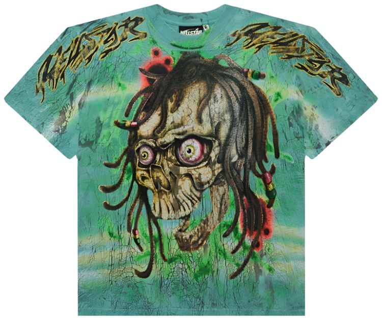 

Футболка Hellstar Rasta Skull Tye-Dye T-Shirt 'Green', зеленый
