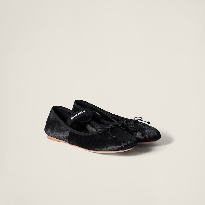 

Бархатные балетки Miu Miu, черный
